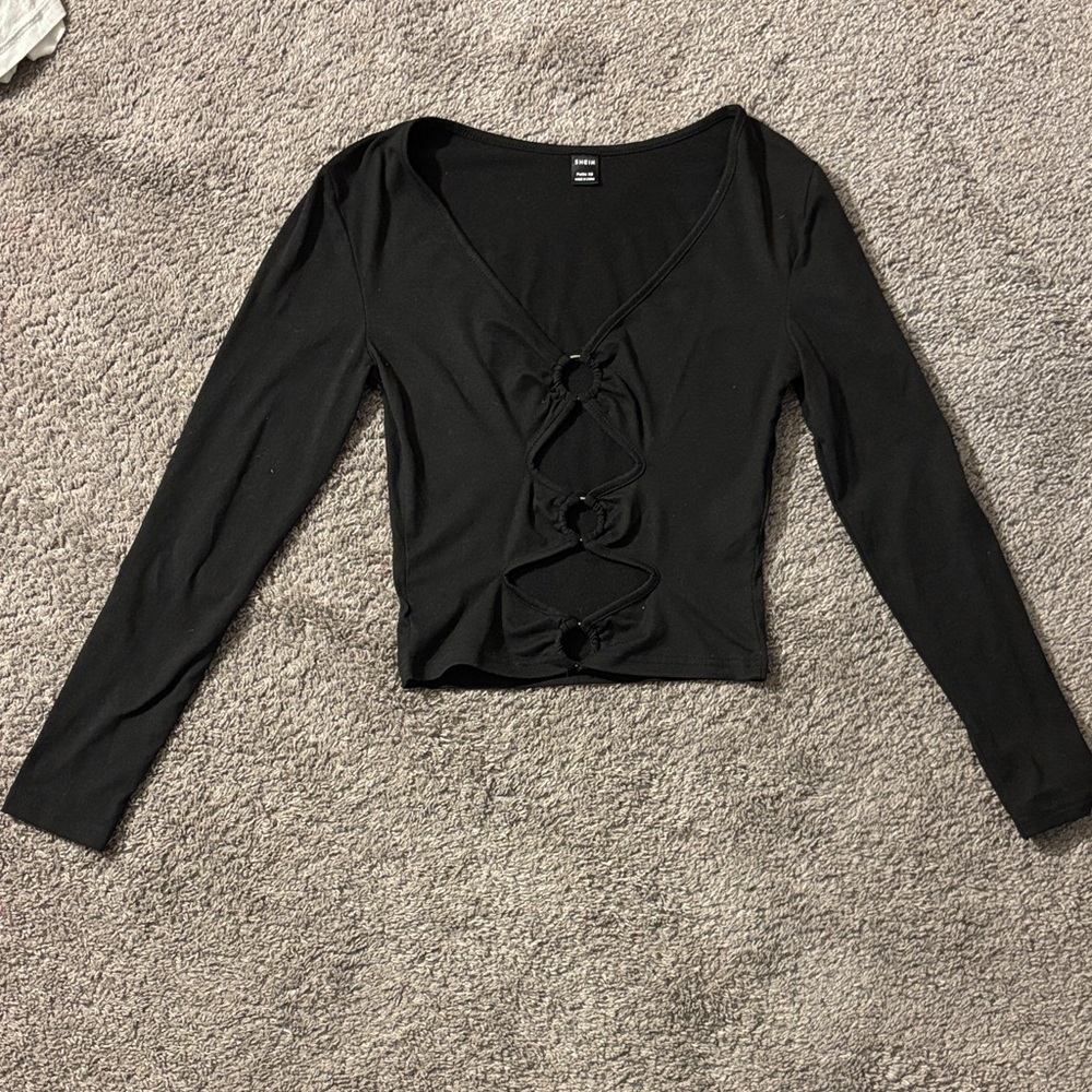 Black Long Sleeve Top-Going Out